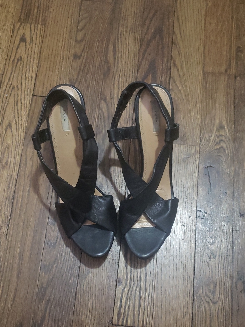 Zara Black Crisscross Slingback Heels